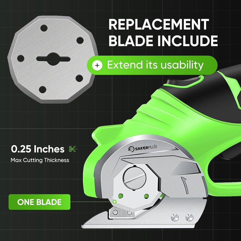 SakerPlus Cordless Electric Scissors, 4V Rechargeable Cardboard Cutter, Cordless Box Cutter, Powerful Cardboard Scissors with Blade, LED Light, Safety Lock for Cutting Fabric Leather - Image 3
